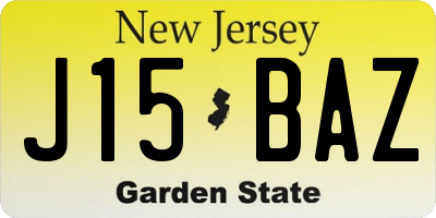 NJ license plate J15BAZ