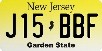 NJ license plate J15BBF