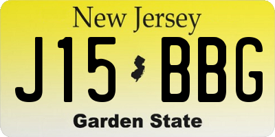 NJ license plate J15BBG