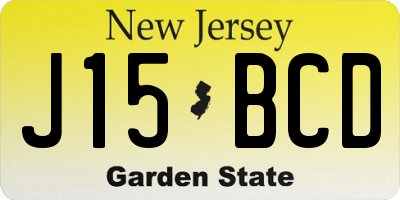 NJ license plate J15BCD