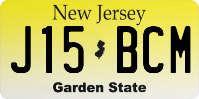 NJ license plate J15BCM