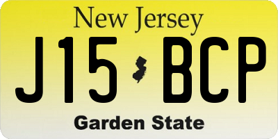 NJ license plate J15BCP