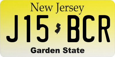 NJ license plate J15BCR