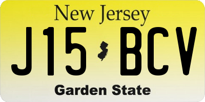NJ license plate J15BCV