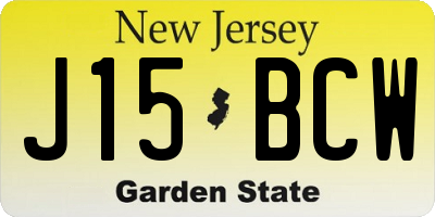NJ license plate J15BCW