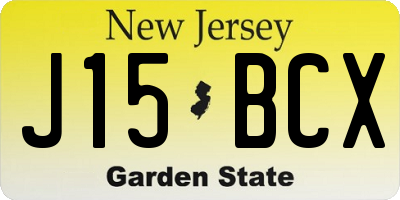 NJ license plate J15BCX