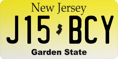 NJ license plate J15BCY
