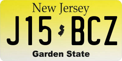 NJ license plate J15BCZ