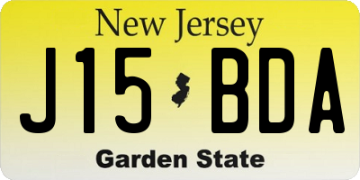 NJ license plate J15BDA