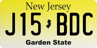 NJ license plate J15BDC