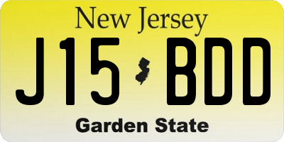 NJ license plate J15BDD