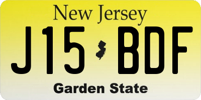 NJ license plate J15BDF