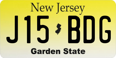 NJ license plate J15BDG