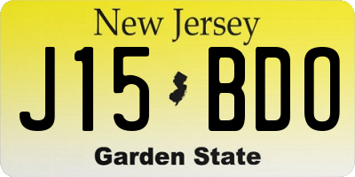 NJ license plate J15BDO