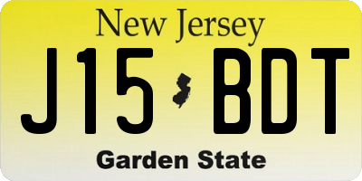 NJ license plate J15BDT