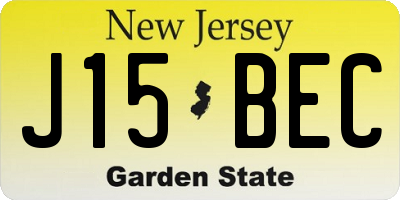 NJ license plate J15BEC