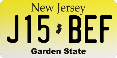 NJ license plate J15BEF
