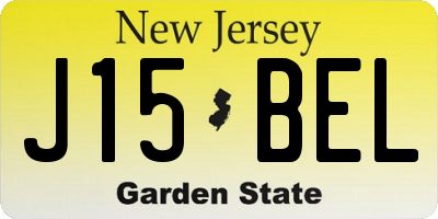NJ license plate J15BEL