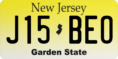 NJ license plate J15BEO