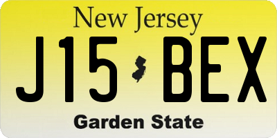 NJ license plate J15BEX