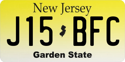 NJ license plate J15BFC