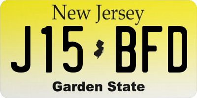 NJ license plate J15BFD