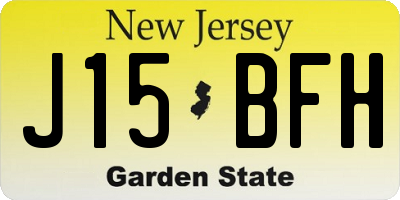 NJ license plate J15BFH