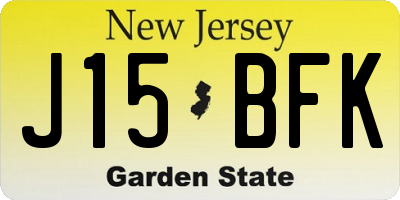 NJ license plate J15BFK