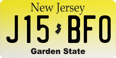 NJ license plate J15BFO