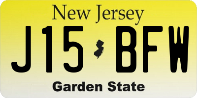 NJ license plate J15BFW