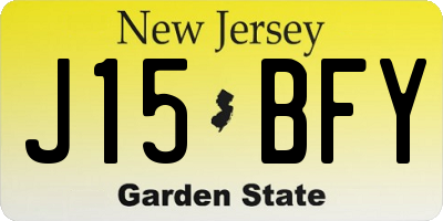 NJ license plate J15BFY