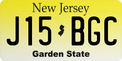 NJ license plate J15BGC