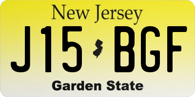 NJ license plate J15BGF