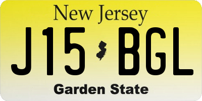 NJ license plate J15BGL