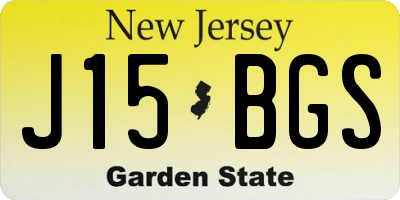NJ license plate J15BGS