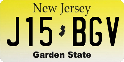 NJ license plate J15BGV