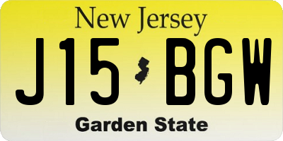 NJ license plate J15BGW