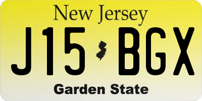 NJ license plate J15BGX