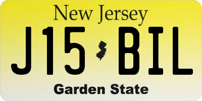 NJ license plate J15BIL