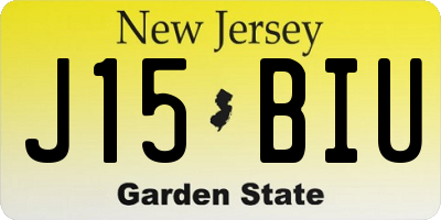 NJ license plate J15BIU