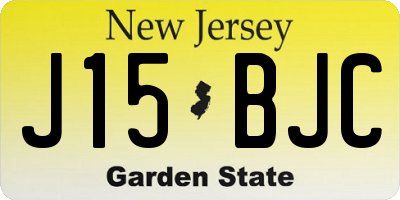 NJ license plate J15BJC