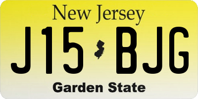 NJ license plate J15BJG