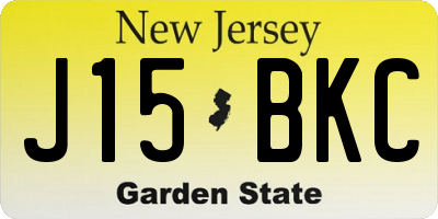 NJ license plate J15BKC
