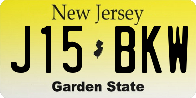 NJ license plate J15BKW