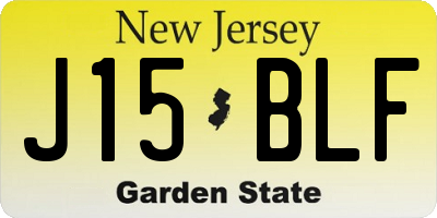 NJ license plate J15BLF