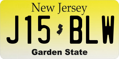 NJ license plate J15BLW