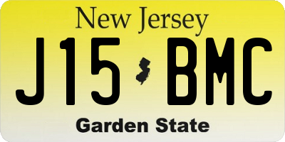 NJ license plate J15BMC