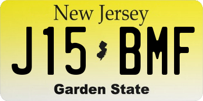 NJ license plate J15BMF