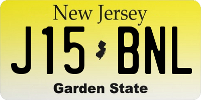 NJ license plate J15BNL