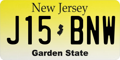 NJ license plate J15BNW